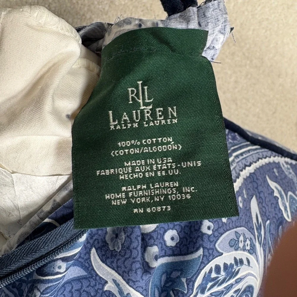 Ralph Lauren Home Blue Paisley Pillow Cover 18x18 Accent Decor